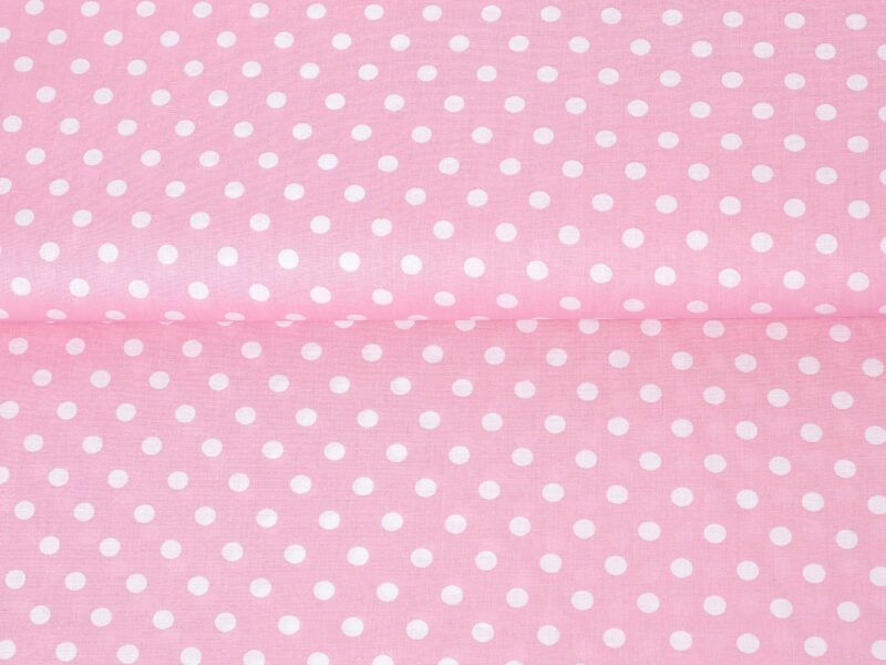 Cotton fabric polka dots on pink by Stofex.