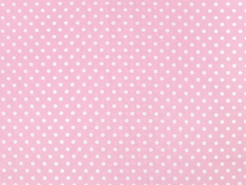 Cotton fabric polka dots on pink by Stofex.