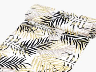 100% Cotton fabric golden-black palm leaves by Stofex.