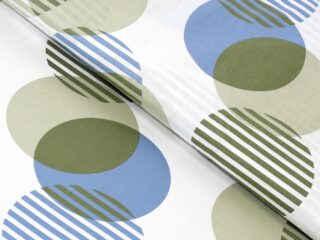 Cotton fabric blue and green circles by Stofex.