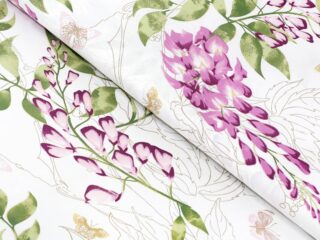 100% Cotton fabric wisteria flowers by Stofex.