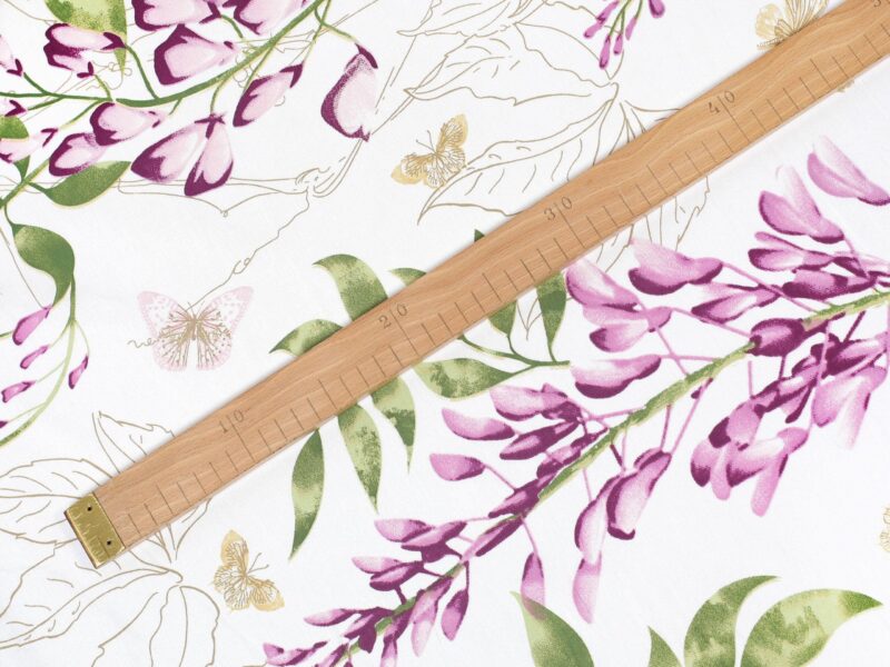 100% Cotton fabric wisteria flowers by Stofex.