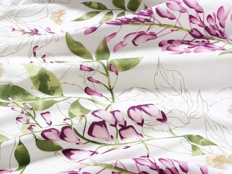 100% Cotton fabric wisteria flowers by Stofex.