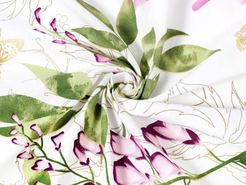 100% Cotton fabric wisteria flowers by Stofex.