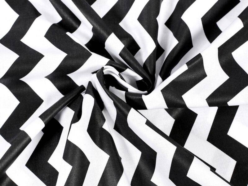 Cotton fabric black and white zigzag by Stofex.