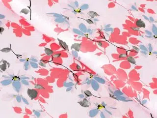 100% Cotton fabric burgundy flowers on pink by Stofex.