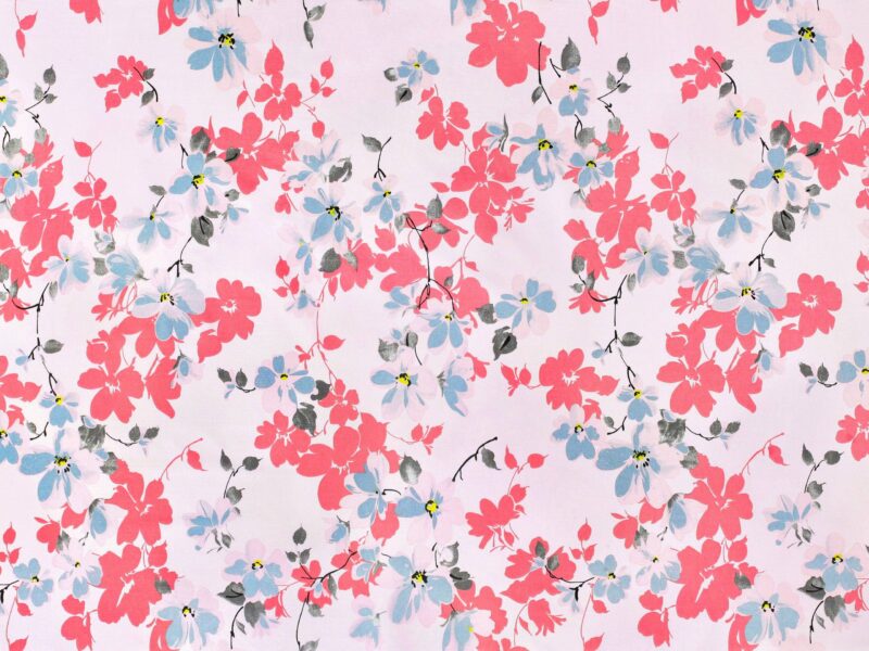 100% Cotton fabric burgundy flowers on pink by Stofex.