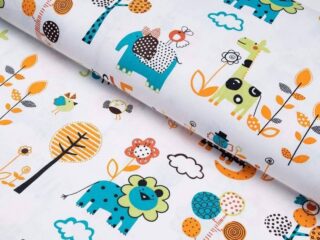 Cotton fabric orange jungle by Stofex.