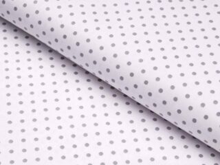 Cotton fabric grey polka dots on white by Stofex.