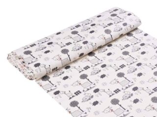 Cotton fabric grey donkeys on cream by Stofex.