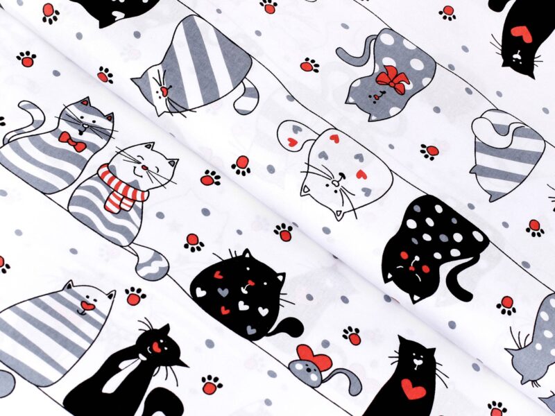 Cotton fabric cats in love by Stofex.