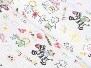 Cotton fabric colourful pages by Stofex.