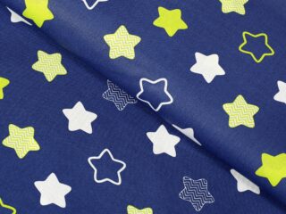 Cotton fabric stars on blue by Stofex.