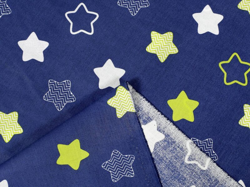 Cotton fabric stars on blue by Stofex.