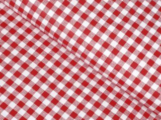 Cotton fabric red checkered by Stofex.