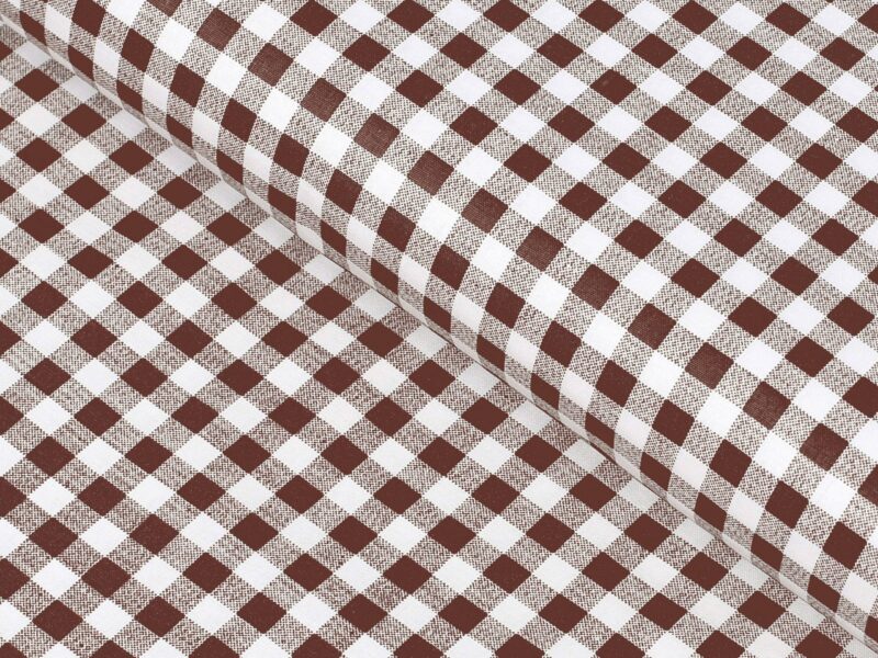 Cotton fabric brown checkered by Stofex.