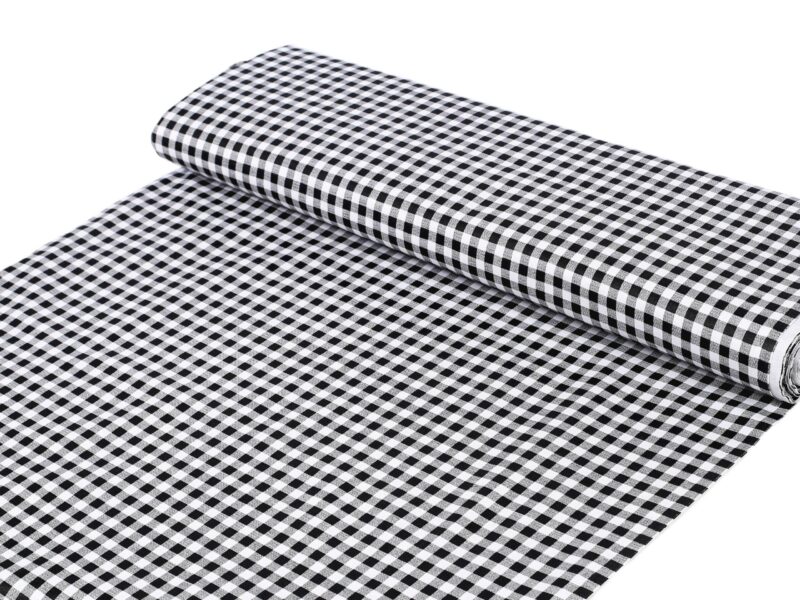 Cotton fabric black checkered by Stofex.