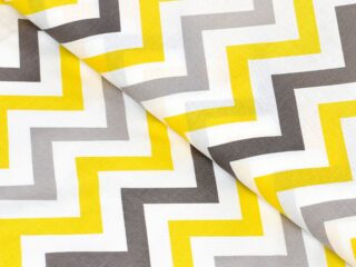 Cotton fabric yellow and grey zigzag by Stofex.