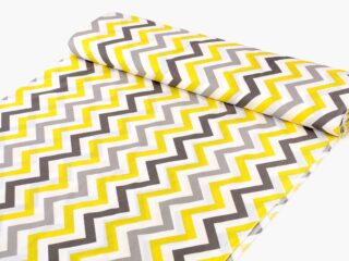 Cotton fabric yellow and grey zigzag by Stofex.