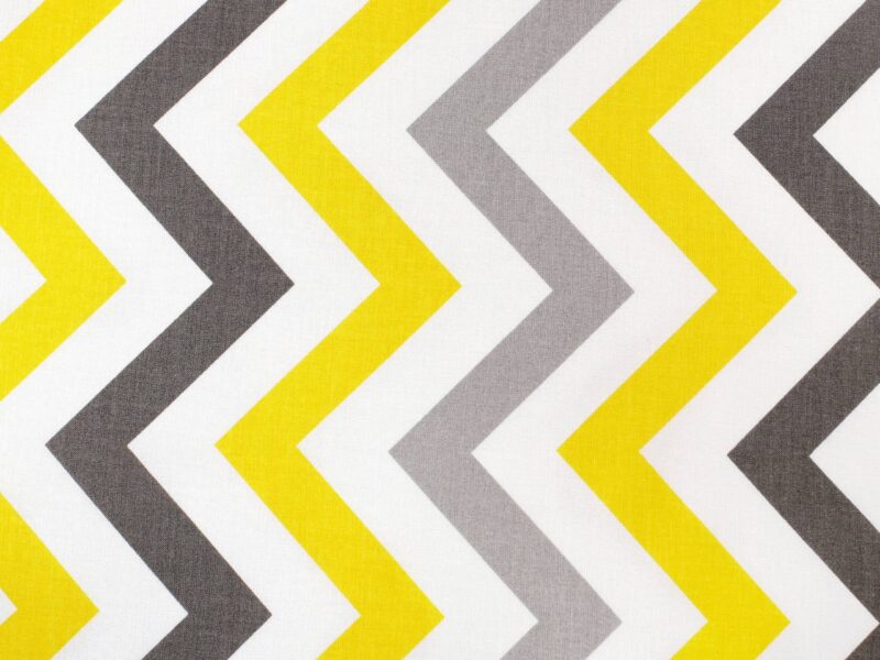 Cotton fabric yellow and grey zigzag by Stofex.