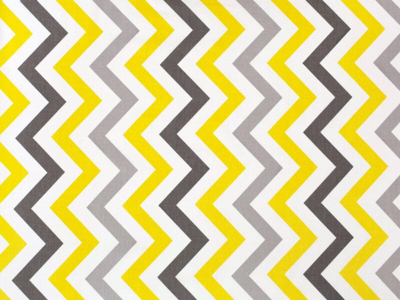 Cotton fabric yellow and grey zigzag by Stofex.