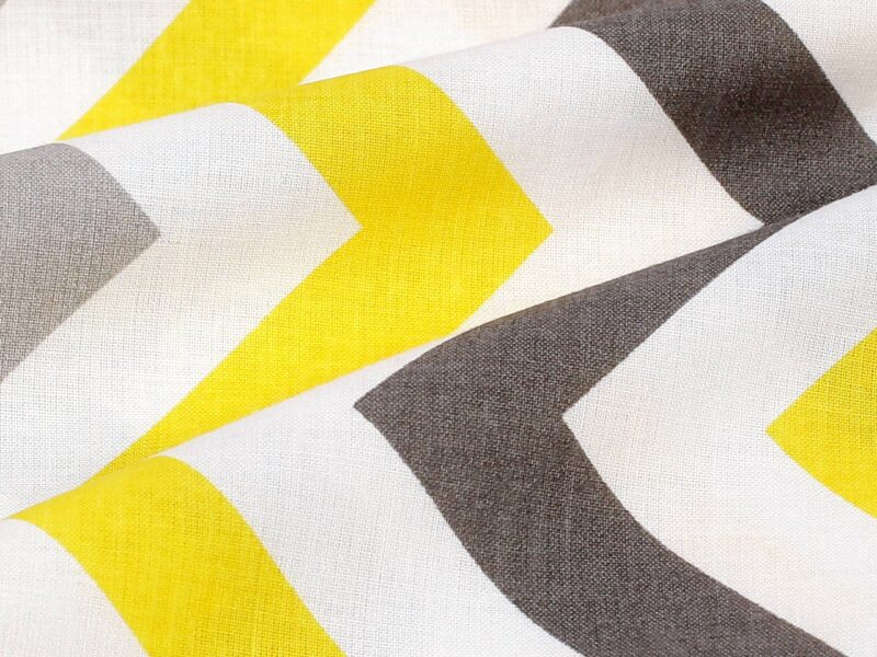 Cotton fabric yellow and grey zigzag by Stofex.