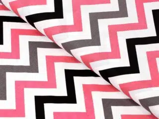 Cotton fabric pink and black zigzag by Stofex.