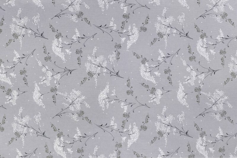 100% Cotton fabric sakura flower on grey by Stofex.