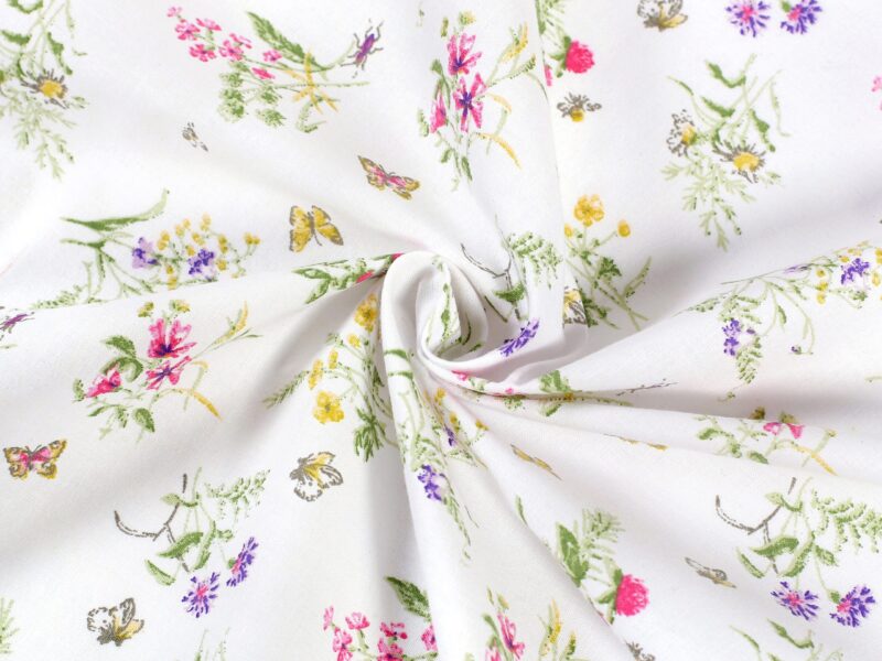 100% Cotton fabric meadow with butterflies by Stofex.