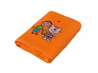 Baby terry towel boy with a cat orange 30x50 cm by Stofex.