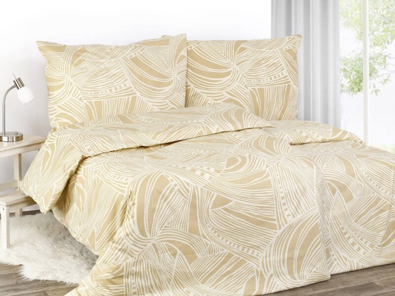 Satin bed linen palm leaves by Stofex.