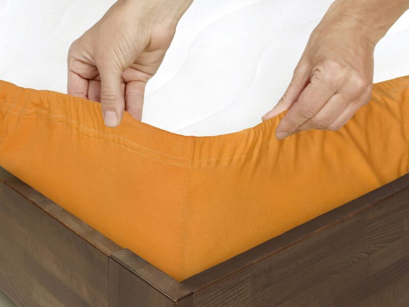 Jersey fitted sheet orange by Stofex.