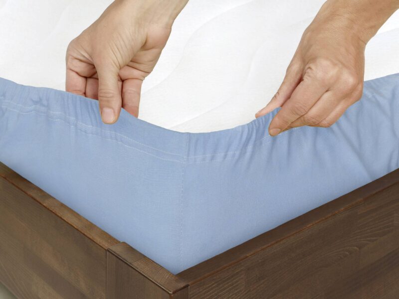 Jersey fitted sheet sky blue by Stofex.