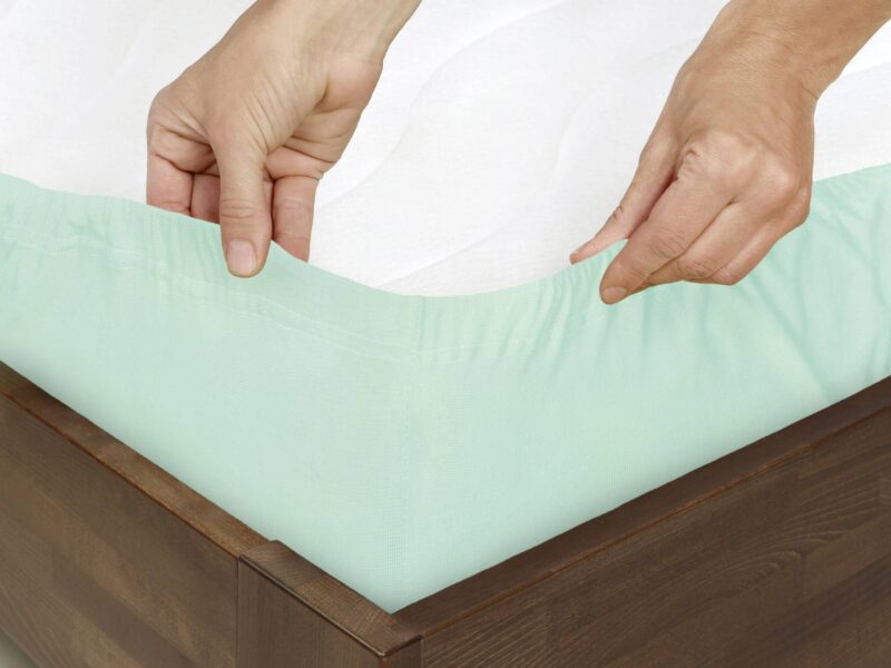 Jersey fitted sheet menthol green by Stofex.