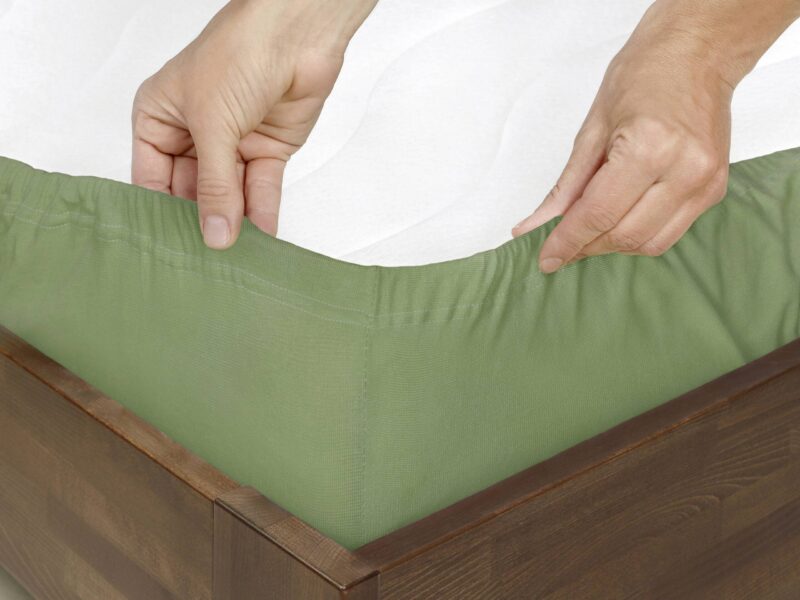 Jersey fitted sheet khaki by Stofex.