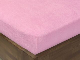 Terry fitted sheet pink with elastic band by Stofex.