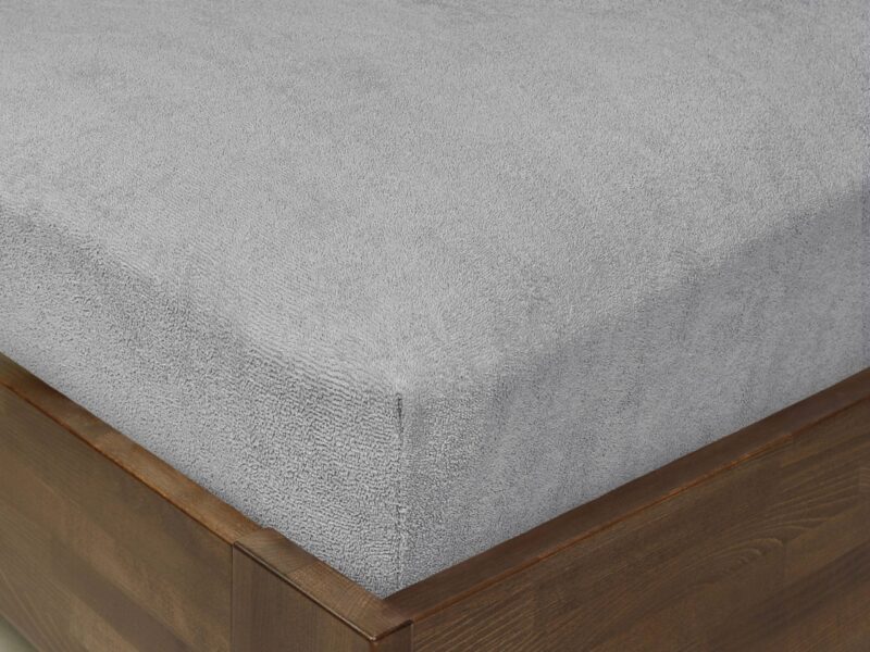 Terry fitted sheet grey for high mattresses by Stofex.