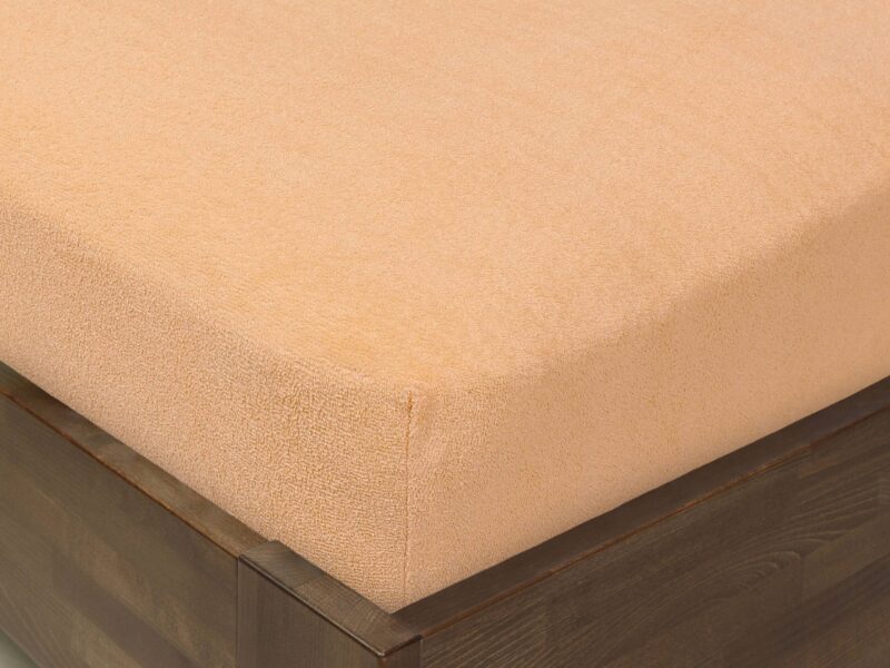 Terry fitted sheet salmon for high mattresses by Stofex.