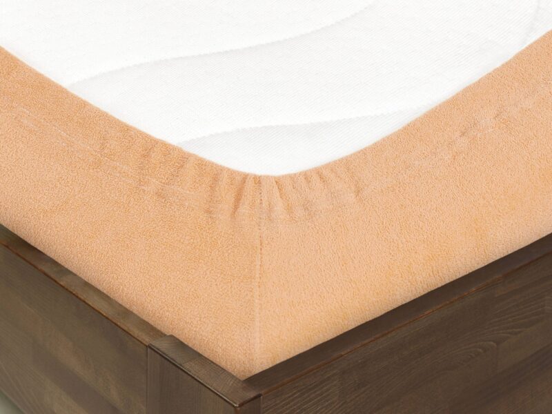 Terry fitted sheet salmon for high mattresses by Stofex.