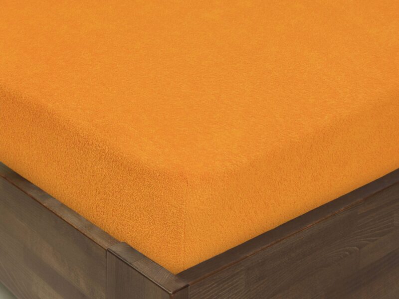 Terry fitted sheet orange for high mattresses by Stofex.