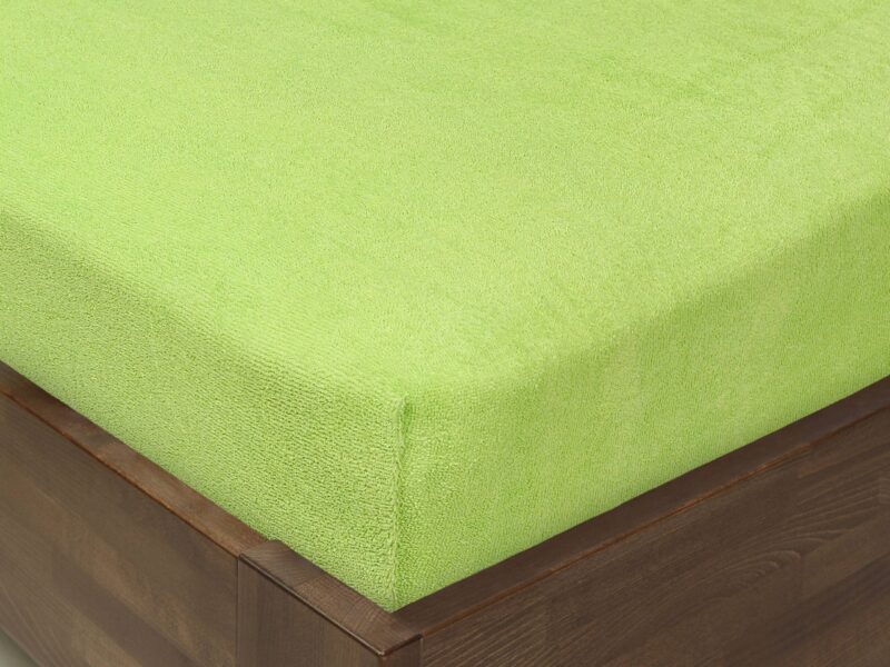 Terry fitted sheet light green for high mattresses by Stofex.