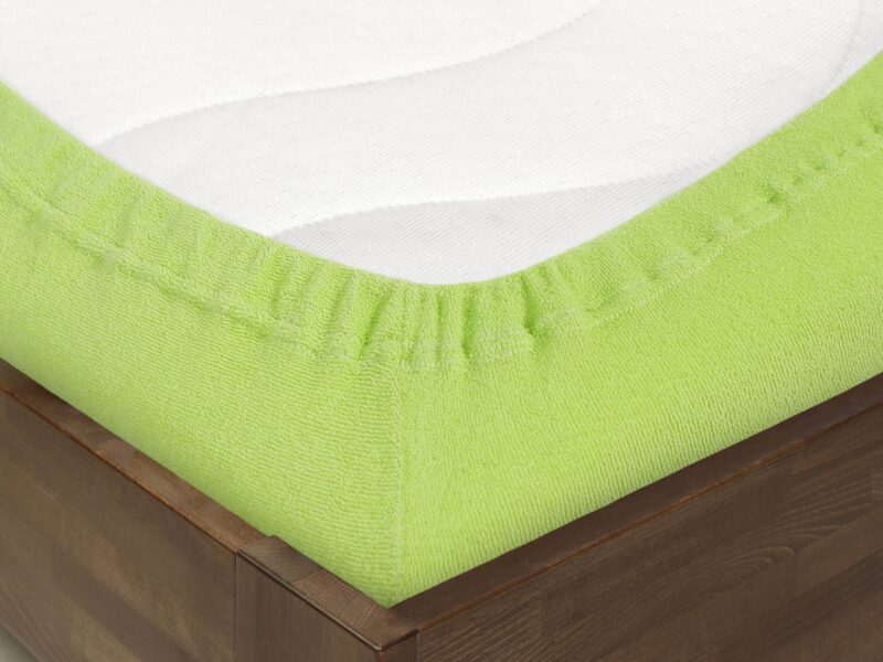 Terry fitted sheet light green for high mattresses by Stofex.