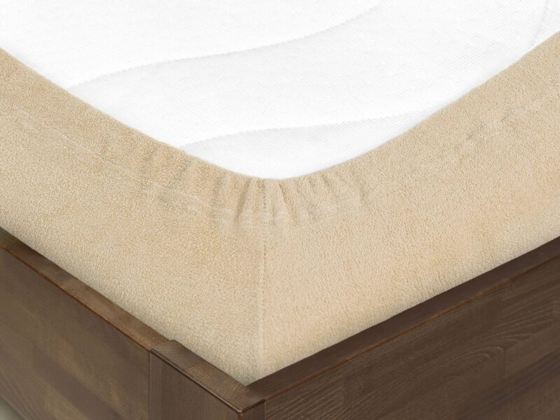 Terry fitted sheet dark beige for high mattresses by Stofex