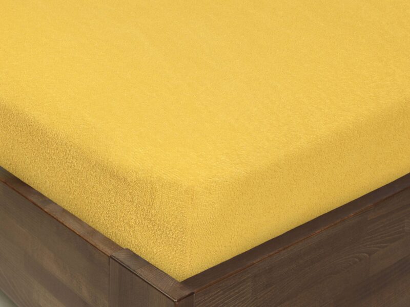 Terry fitted sheet ochre with elastic band by Stofex.