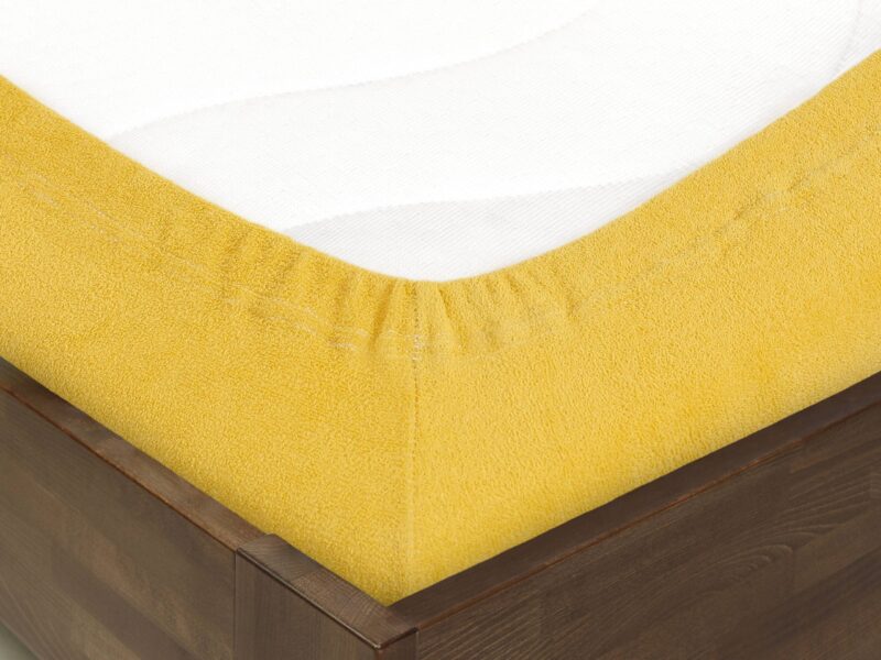 Terry fitted sheet ochre with elastic band by Stofex.