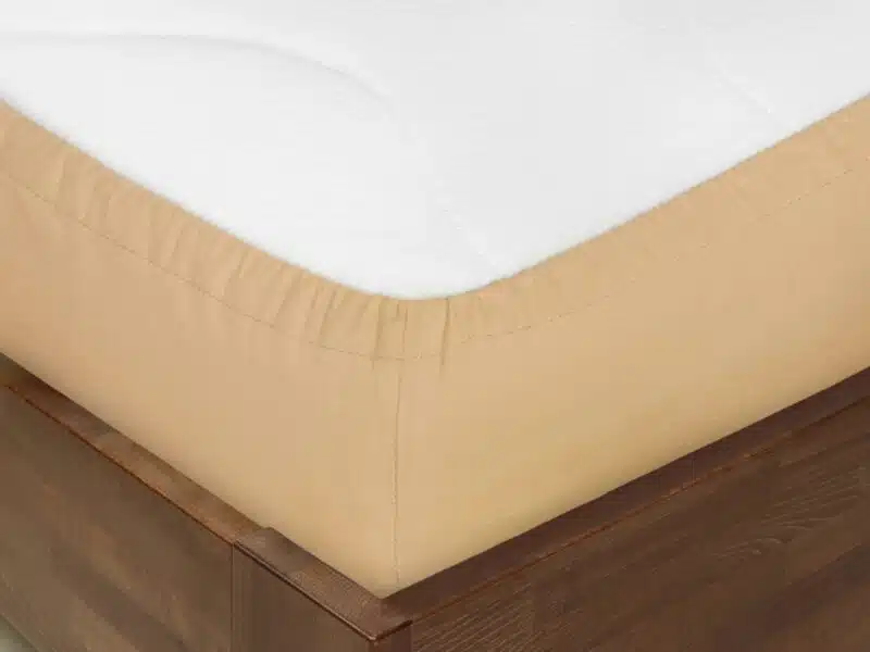 Cotton fitted sheet beige by Stofex.