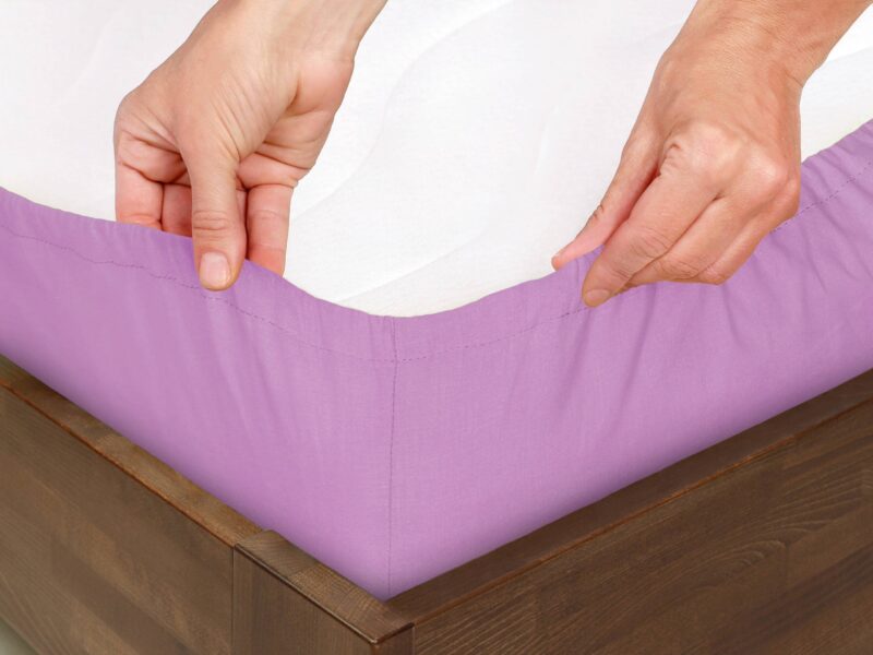 Cotton fitted sheet light purple by Stofex.