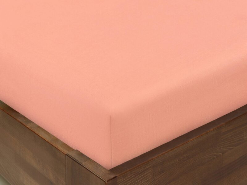 Cotton fitted sheet salmon by Stofex.