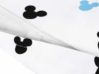 Kinder Baumwoll-Kissenbezug türkis Mickey Mouse auf weißem Hintergrund von Stofex.