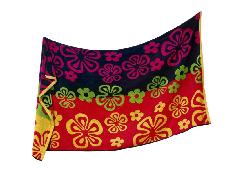 Large beach towel with flowers by Stofex.